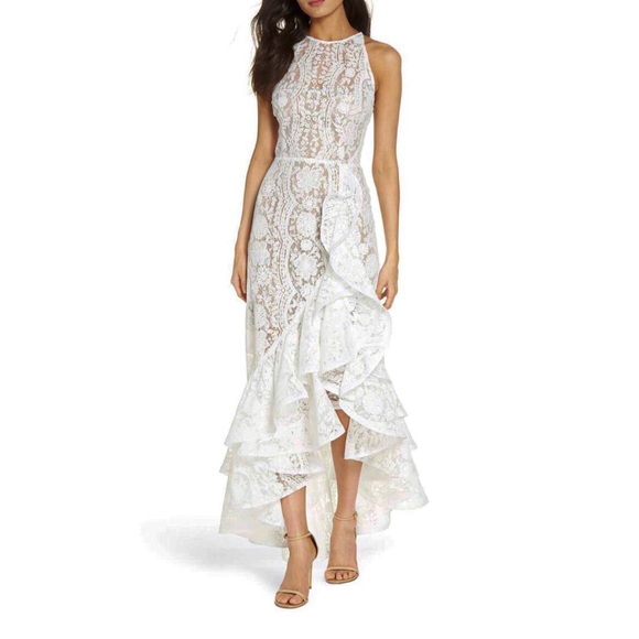 Bronx and Banco Dresses & Skirts - Bronx and Banco White Paros Ruffle Lace Gown